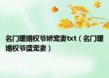名門暖婚權爺嬌寵妻txt（名門暖婚權爺盛寵妻）