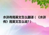 水滸傳用英文怎么翻譯（《水滸傳》用英文怎么說?）