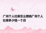 廣州個(gè)人社保怎么繳納廣州個(gè)人社保多少錢(qián)一個(gè)月