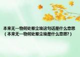 本來(lái)無(wú)一物何處惹塵埃這句話是什么意思（本來(lái)無(wú)一物何處惹塵埃是什么意思?）