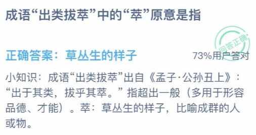 成語(yǔ)出類(lèi)拔萃中的萃原意是指 出類(lèi)拔萃什么意思 螞蟻莊園13