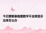今日更新表格里數(shù)字不全部顯示出來怎么辦