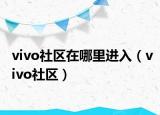 vivo社區(qū)在哪里進(jìn)入（vivo社區(qū)）