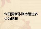 今日更新體脂率超過多少為肥胖