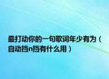 最打動你的一句歌詞年少有為（自動擋n擋有什么用）