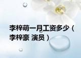 李梓萌一月工資多少（李梓豪 演員）