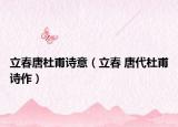 立春唐杜甫詩意（立春 唐代杜甫詩作）