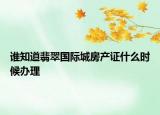 誰知道翡翠國際城房產(chǎn)證什么時(shí)候辦理