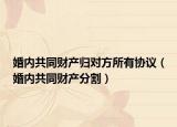婚內(nèi)共同財產(chǎn)歸對方所有協(xié)議（婚內(nèi)共同財產(chǎn)分割）