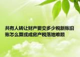 共有人轉(zhuǎn)讓財(cái)產(chǎn)要交多少稅新賬舊賬怎么算或成房產(chǎn)稅落地難題