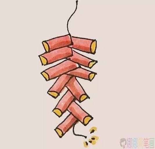 一串鞭炮簡筆畫彩色,鞭炮簡筆畫步驟