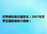 世界錦標(biāo)賽歷屆排名（2007年世界百強(qiáng)聯(lián)賽排行榜單）