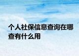 個(gè)人社保信息查詢?cè)谀牟橛惺裁从? /></span></a>
                        <h2><a href=
