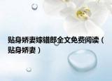 貼身嬌妻嫁錯(cuò)郎全文免費(fèi)閱讀（貼身嬌妻）