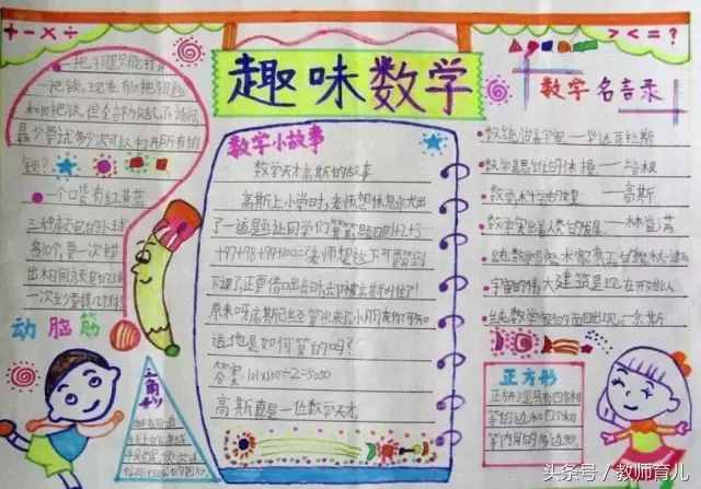 這21張趣味數(shù)學手抄報，孩子也許能用得上！老師家長收藏