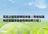 買房之前需要哪些準(zhǔn)備（有誰知道購(gòu)房前期準(zhǔn)備都有哪些呢介紹）