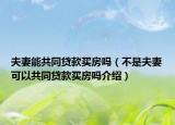 夫妻能共同貸款買房嗎（不是夫妻可以共同貸款買房嗎介紹）