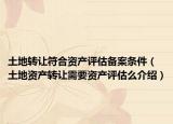 土地轉(zhuǎn)讓符合資產(chǎn)評估備案條件（土地資產(chǎn)轉(zhuǎn)讓需要資產(chǎn)評估么介紹）