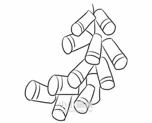放鞭炮簡筆畫畫法圖片步驟- www.xiaoxiaohuajia.com