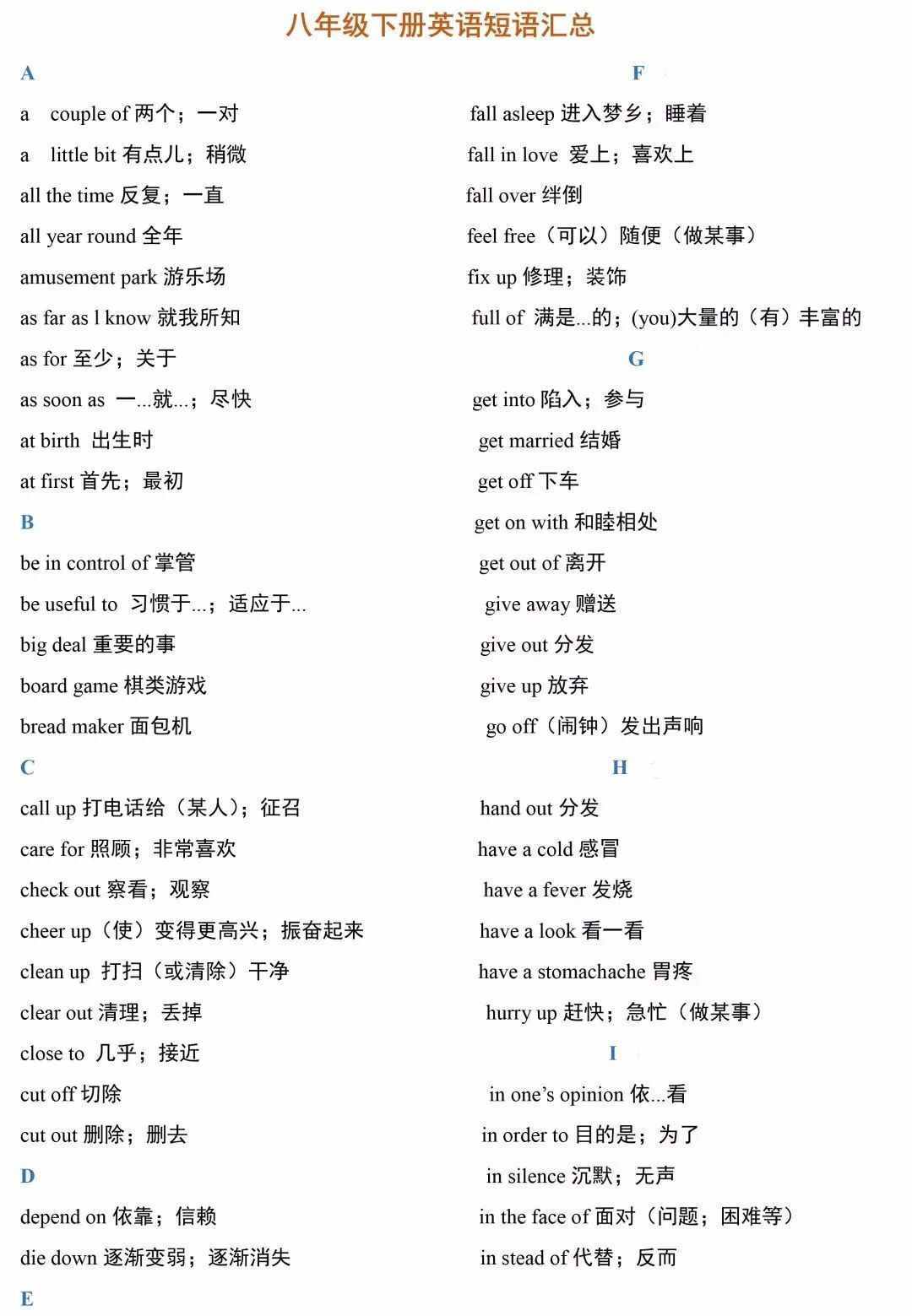 可打?。〕跻坏匠跞鲀?cè)英語(yǔ)高頻短語(yǔ)總結(jié)