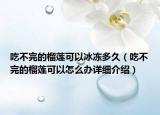 吃不完的榴蓮可以冰凍多久（吃不完的榴蓮可以怎么辦詳細(xì)介紹）