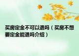 買房定金不可以退嗎（買房不想要定金能退嗎介紹）