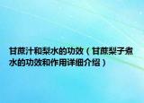 甘蔗汁和梨水的功效（甘蔗梨子煮水的功效和作用詳細(xì)介紹）