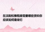 在沈陽松雅租房需要哪些資料你應該如何查詢它