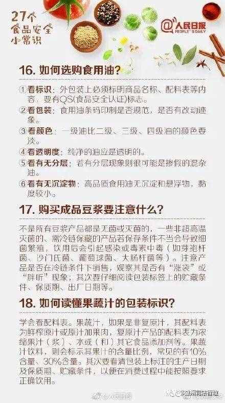 所有人，這27個(gè)食品安全常識(shí)你必須知道