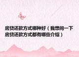 房貸還款方式哪種好（我想問一下房貸還款方式都有哪些介紹）