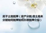 房子土地抵押（房產(chǎn)分割,但土地未分割如何抵押如何辦理抵押介紹）