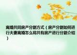 離婚共同房產(chǎn)分割方式（房產(chǎn)分割如何進(jìn)行夫妻離婚怎么將共有房產(chǎn)進(jìn)行分割介紹）
