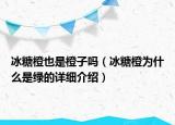 冰糖橙也是橙子嗎（冰糖橙為什么是綠的詳細介紹）