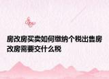 房改房買賣如何繳納個稅出售房改房需要交什么稅