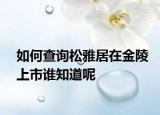 如何查詢松雅居在金陵上市誰知道呢