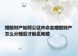 婚前財產(chǎn)如何公證并命名婚前財產(chǎn)怎么分婚后才起名離婚