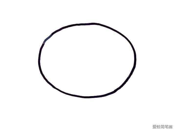 在一張紙的中間畫一個(gè)大圓圈，具體的說(shuō)是橢圓。