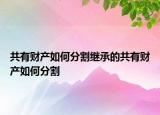 共有財(cái)產(chǎn)如何分割繼承的共有財(cái)產(chǎn)如何分割