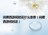 問君西游何時(shí)還什么意思（問君西游何時(shí)還）