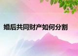 婚后共同財產如何分割