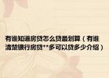 有誰知道房貸怎么貸最劃算（有誰清楚銀行房貸**多可以貸多少介紹）