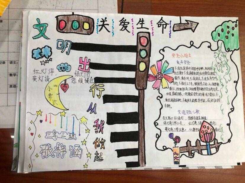 文明交通你我同行手抄報，遵守交通信號安全文明出行
