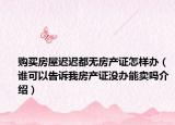 購(gòu)買(mǎi)房屋遲遲都無(wú)房產(chǎn)證怎樣辦（誰(shuí)可以告訴我房產(chǎn)證沒(méi)辦能賣(mài)嗎介紹）