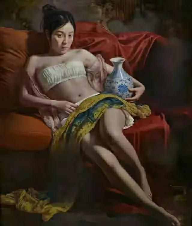 1個姿色豐盈性情憂傷的女性形體油畫，彰顯繪畫大師人性倫理意識