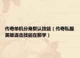 傳奇單機分身默認技能（傳奇私服英雄連擊技能在那學）
