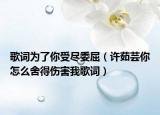 歌詞為了你受盡委屈（許茹蕓你怎么舍得傷害我歌詞）