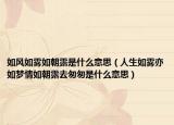 如風(fēng)如霧如朝露是什么意思（人生如霧亦如夢情如朝露去匆匆是什么意思）