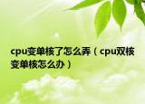 cpu變單核了怎么弄（cpu雙核變單核怎么辦）