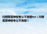 閃婚蜜愛神秘老公不離婚txt（閃婚蜜愛神秘老公不離婚）