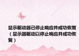 顯示驅(qū)動(dòng)器已停止響應(yīng)并成功恢復(fù)（顯示器驅(qū)動(dòng)以停止響應(yīng)并成功恢復(fù)）